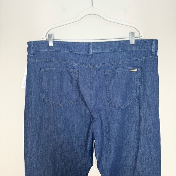 NWT MICHAEL Michael Kors Fold Over Crop Wide Gold Button Jean Size 22W - Picture 6 of 7